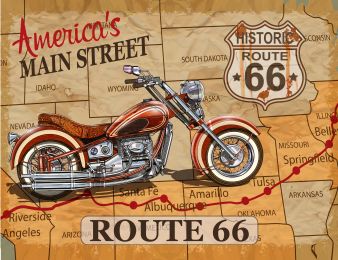 Route 66 Americaâ€™s Historic Main Street Map Gallery Wrap