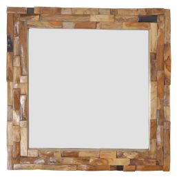 Teak Wood Brick Mirror