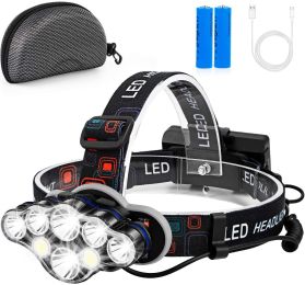 USB Charging 8LED Strong Light T6 Headlight Outdoor Multifunctional Camping Night Fishing Waterproof