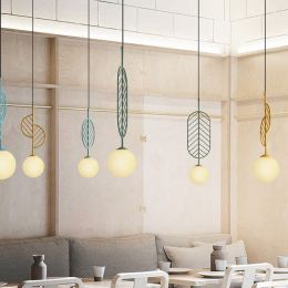 Simple Bar Restaurant Study Cafe Macaron Leaf Chandelier