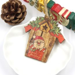 Creative House Shape Santa Elk Wooden Pendant