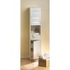 Accent Plus White Slatted Tall Slim Storage Cabinet