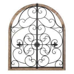 Accent Plus Arched Wood and Iron Swirls Wall Decor