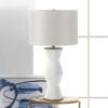 Nikki Chu Gable Ridges Table Lamp - White with Beige Shade