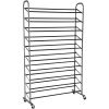 10-tier rolling shoe rack; silver finish; up to 30 pairs of shoes