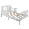 Toddler Bed; Wooden Kids Bed Frame Kids Classic Sleep Bedroom Furniture With Safety Rail (White)