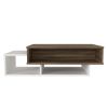 Belle 41 Inch Modern Wooden Rectangular Coffee Table with 3 Tier Storage; White and Brown