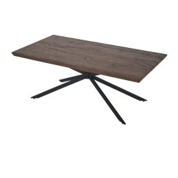 Rectangular Wooden Coffee Table with Boomerang Legs; Natural Brown Sonoma and Black