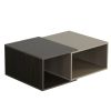 35 Inch Contemporary 2 Tone Wood Coffee Table; 2 Open Compartments; Light Gray; Cream