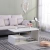 LED Coffee Table for Living Room; Modern Coffee Table; High Gloss White Finish Centre Sofa Table; S-Shaped Open Storage Shelf (39.3"L x 19.5"W x 18.1"