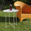 Atlantic Round Metal Tray White End Side Table; Removable Tray Outdoor & Indoor Drink; Snack; Coffee Table; Telephone Table