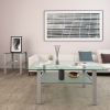 Transparent glass grey coffee table; modern simple; living room coffee table; side center table