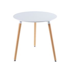 31.5"White Table Mid-century Dining Table for 2-4 people With Round Mdf Table Top; Pedestal Dining Table; End Table Leisure Coffee Table wood leg