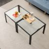 Coffee Table Set of 2; Square Modern Table with Tempered Glass Finish for Living Room; Transparent