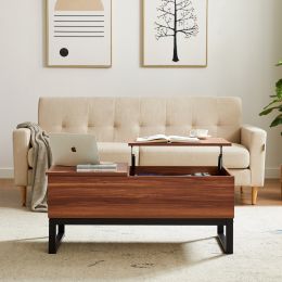 COFFEE TABLE; 15 minutes quick assemble; computer table; wood grain color; steel/metel legs support; big storage space; Liftable and lowerable table t