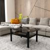 Black glass coffee table; modern and simple; black living room coffee table; side table