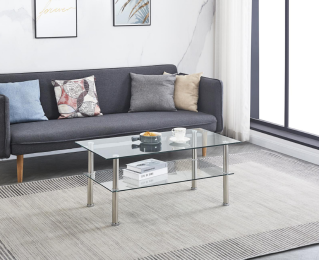 Clear Clear Glass Coffee Table; Tempered Glass Coffee Table for Living Room