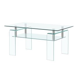 Clear Glass Coffee Table; Tempered Glass Coffee Table for Living Room