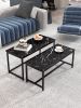 Modern Nesting Coffee Tables Set; Marble BLACK; 2pc