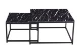 Modern Nesting Coffee Tables Set; Marble Black; 2pc; 31.5''L 31.5''W 17.72''H