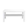 White Wooden 2-Tier Coffee Table with Storage Shelf; Sofa Center Table for Living Room; Home; Office