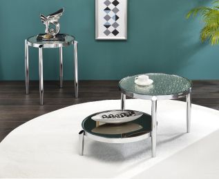 Abbe Coffee Table in Glass &amp; Chrome Finish LV00572