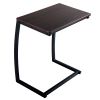 Industrial Sofa Side Table; C Shaped End Table; Portable Bedside Workstation; Laptop Holder with Metal Frame; Small Spaces; Coffee Brown