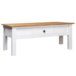 vidaXL Coffee Table White 39.4"x23.6"x17.7" Solid Pine Wood Panama Range