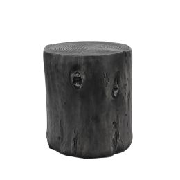 Outdoor Faux Wood Stump Side Table Coffee Table; Side table ; End Table Accent table Round Dark Grey