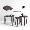 Nesting Coffee Table; Set of 3 End Tables for Living Room; Stacking Side Tables; Wood Look Accent Furniture with Metal Frame - WALNUT & BLACK