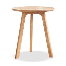 Round End Table- Small End Table Side Table Coffee Table Bedside Table Night Stand for Living Room Bedroom & Balcony; 100% Natural Solid Oak Wood Easy