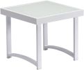 Modern Square Side Tables for Living Room;  White Rustic Aluminum Outdoor End Table;  Patio Tempered Glass Accent Coffee Table