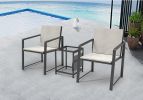 Outdoor Patio Furniture Set Garden Armchair Coffee Side Table; Black Frame; Modern Design