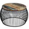 vidaXL Coffee Table Round Solid Reclaimed Wood 26.8"x14.6"