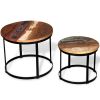 vidaXL Two Piece Coffee Table Set Solid Reclaimed Wood Round 15.7"/19.7"