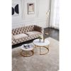 Modern Nesting coffee table; golden color frame with marble wood top-32"