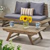 Ledger Outdoor Wooden Coffee Table; Gray Finish