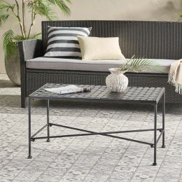 Alexander Outdoor Iron Coffee Table; Black