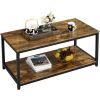 Industrial Rectangular Wood and Metal Coffee Table; Rustic Brown