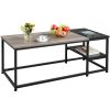 Modern Coffee Table with Storage Shelf; Rustic Gray/Black