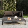 vidaXL Patio Coffee Table Dark Gray Half Round Poly Rattan