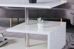 LED Coffee Table for Living Room; Modern Coffee Table; High Gloss White Finish Centre Sofa Table; S-Shaped Open Storage Shelf (39.3"L x 19.5"W x 18.1"