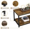 Industrial Rectangular Wood and Metal Coffee Table; Rustic Brown