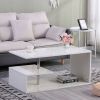 LED Coffee Table for Living Room; Modern Coffee Table; High Gloss White Finish Centre Sofa Table; S-Shaped Open Storage Shelf (39.3"L x 19.5"W x 18.1"