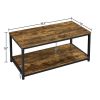 Industrial Rectangular Wood and Metal Coffee Table; Rustic Brown