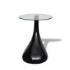 vidaXL Coffee Table with Round Glass Top High Gloss Black