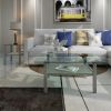 Transparent glass grey coffee table; modern simple; living room coffee table; side center table