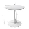 32"Modern Round Dining Table with Round MDF Table Top; Metal Base Dining Table; End Table Leisure Coffee Table; White