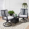 Patio Steel Bistro Dining Table with Umbrella Hole;  Outdoor Leisure Coffee Table;  Square Umbrella Table for Porch; Backyard; Garden;  Black