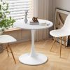 32"Modern Round Dining Table with Round MDF Table Top; Metal Base Dining Table; End Table Leisure Coffee Table; White